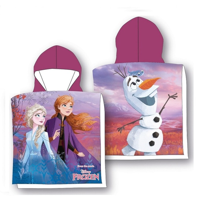Детско пончо за баня, Frozen, 55x110 см, 100% памук, цветна щампа