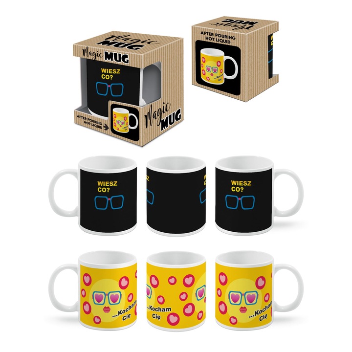 Cana magica Boss, ceramica, termoaktyva, 300ml, neagra