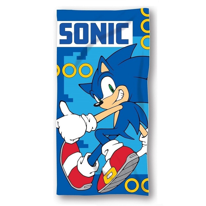 Детска плажна кърпа 70х140 см, Sonic, цветна щампа, 100% памук