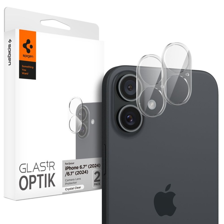 iPhone 16 / iPhone 16 Plus kamerafólia (2 db-os készlet) - Spigen Glas.tR Optik - Átlátszó