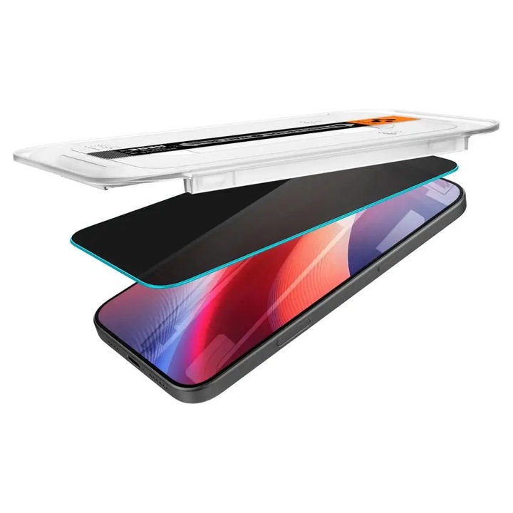 2 üvegfólia készlet rögzítőrendszerrel Tokbarát Spigen GLAStR EZ FIT kompatibilis iPhone 16 Pro készülékkel Adatvédelem