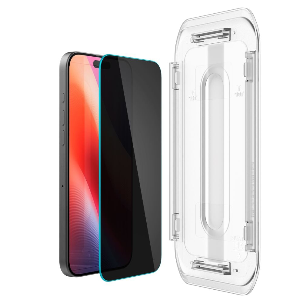 Set 2 x Folie pentru iPhone iPhone 16 Pro cu aplicator - Spigen Glas.tR EZ FIT - Privacy