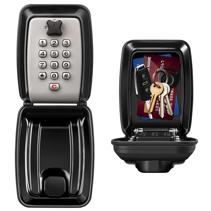 Cutie de Blocare Combinata, Enforose, Design Durabil, Rezistent la Intemperii, Gri, Portabil