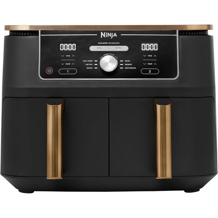 Фритюрник Ninja AF400EUCP, 2470 W, 9.5 л, 6 програми, черен/златист