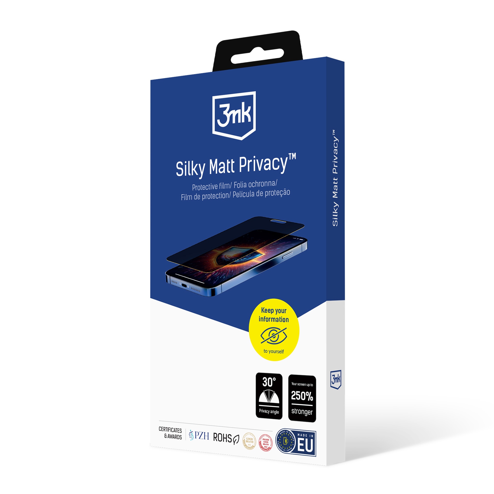 Folie protectie telefon, 3mk Silky Matt Privacy, protectie confidentialitate, finisaj mat, 250% rezistenta, pentru Apple iPhone 14