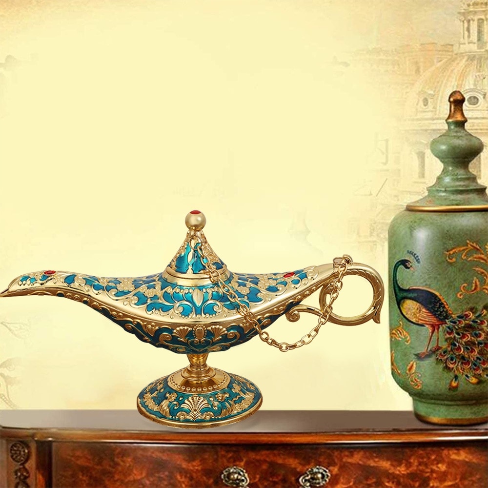 Lampa decorativa, Cozevdnt, Aliaj Zinc, 7 x 21 x 11 cm, Albastru / Auriu -  eMAG.ro