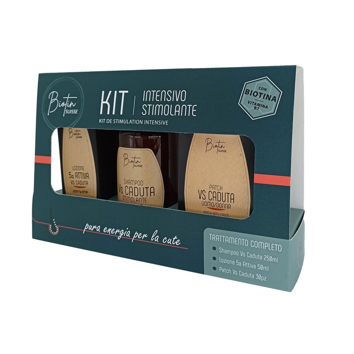 Kit impotriva caderii parului Biotin Suisse 250ml/30buc/50ml