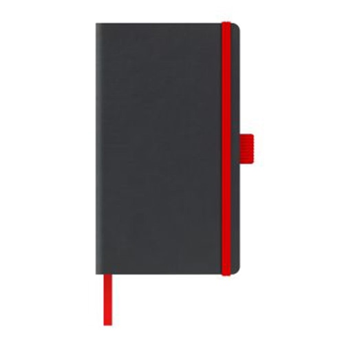 Agenda Castelli, Nedatata A5, Coperta Rigida, Elastic rosu, Semn carte, Culoare Negru