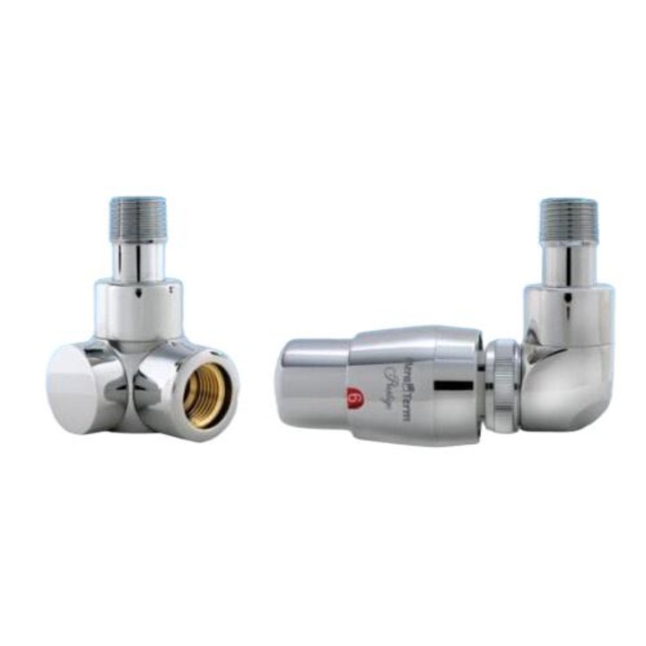 Set accesorii calorifere Varioterm, termostat crom Prestige, valve LUX crom stanga si dreapta