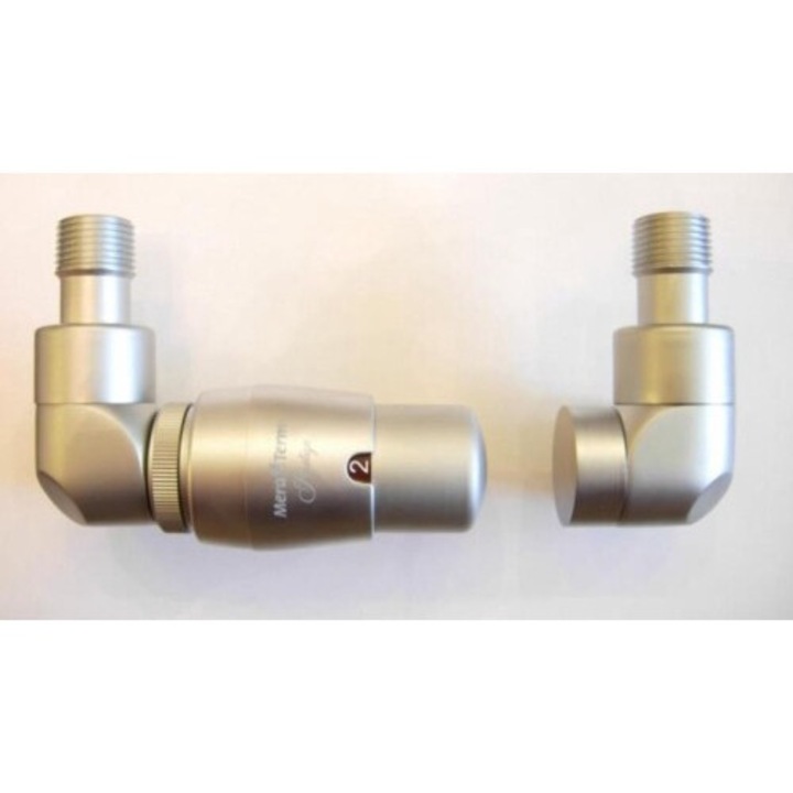 Set accesorii calorifere Varioterm, termostat Prestige, valve LUX, satin, drept