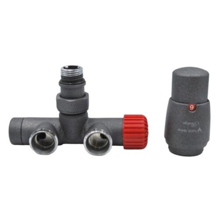 Set accesorii calorifere Varioterm UNICO grafit, termostat Prestige, 50mm