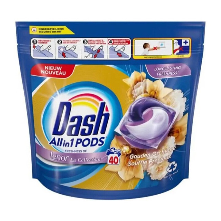 Detergent capsule Dash All in 1 orhidee aurie (gouden orchidee) - 40sc / 952 gr