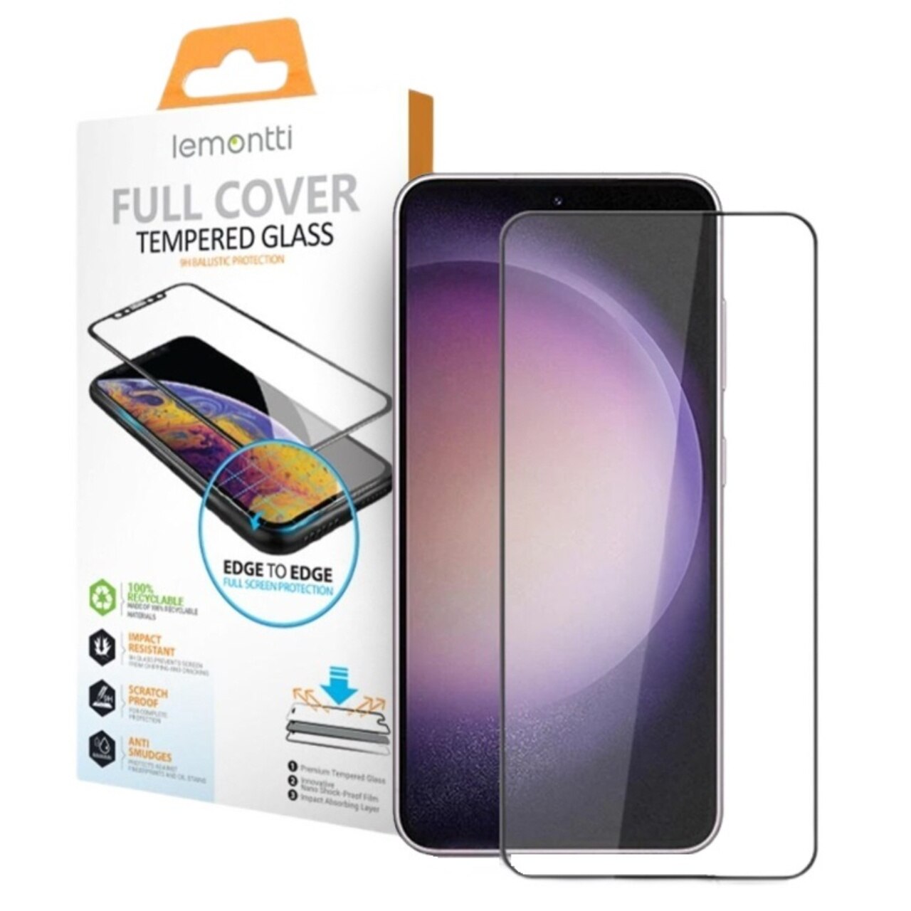 Folie Lemontti Sticla Full Fit compatibila cu Samsung Galaxy S23 FE Negru