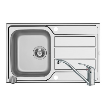 Pachet Pyramis baterie de bucatarie Modo Crom si chiuveta inox Athena, 790x500mm, adancime 180mm, reversibila, montare pe blat, finisaj anti zgariere Pachet Pyramis baterie de bucatarie Modo Crom si chiuveta inox Athena, 790x500mm, adancime 180mm, reversibila, montare pe blat, finisaj anti zgariere