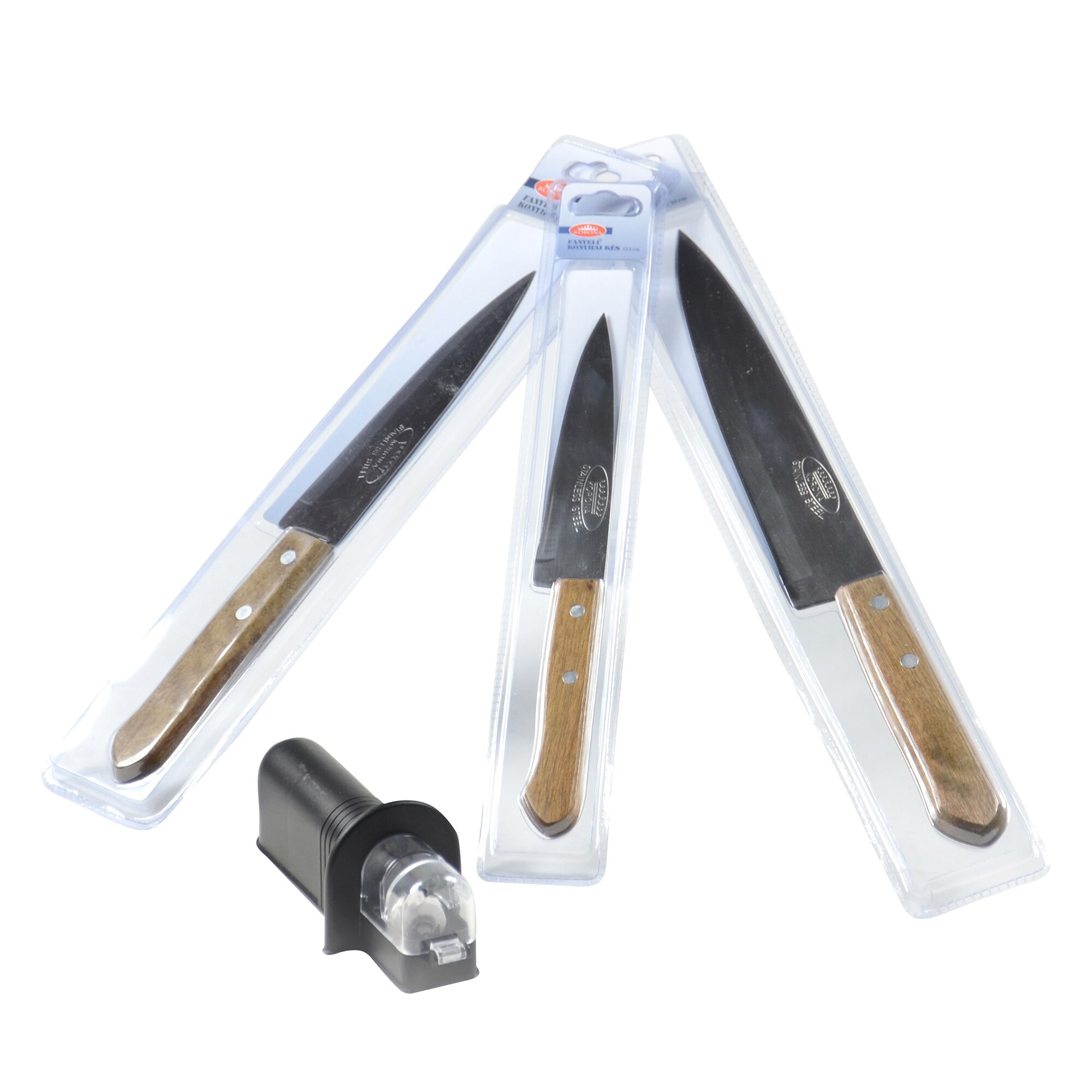 Set 3 cutite cu ascutitor