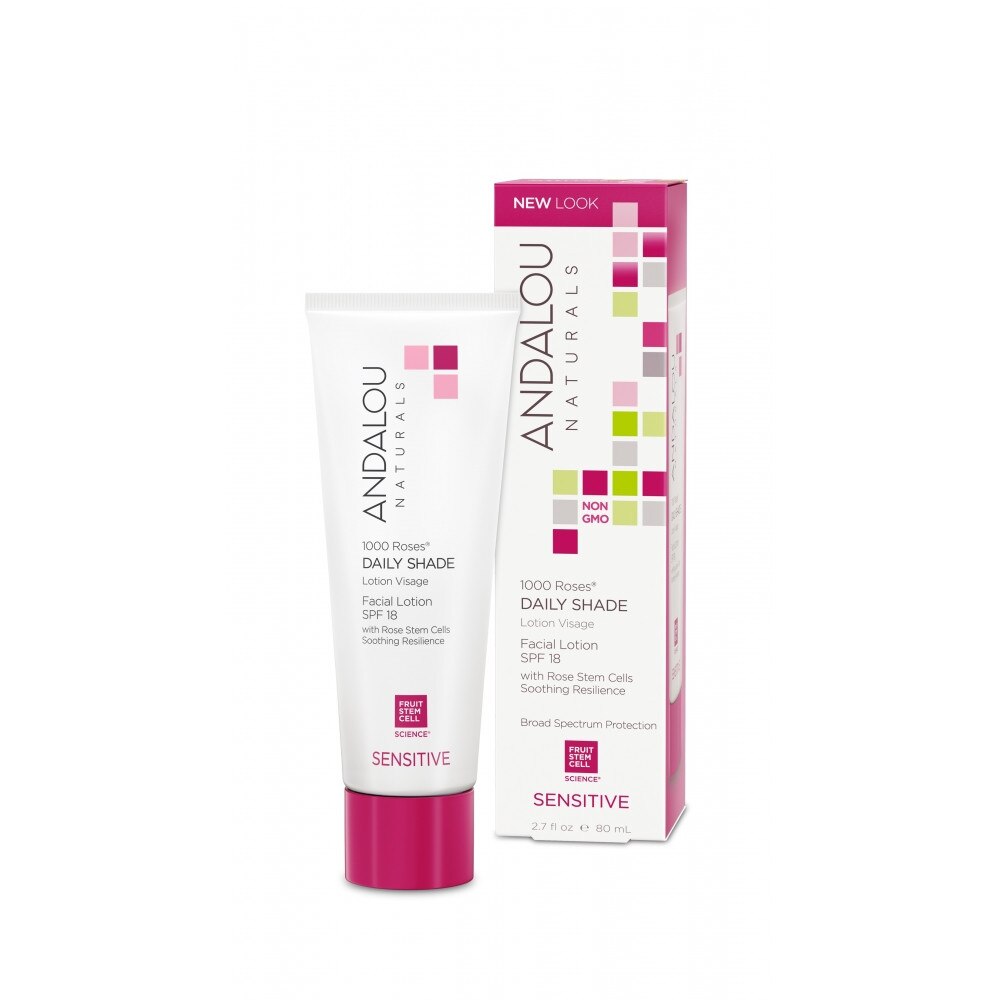 Lotiune de zi cu efect calmant SPF 18 Secom Andalou Naturals 1000 Roses 80 ml