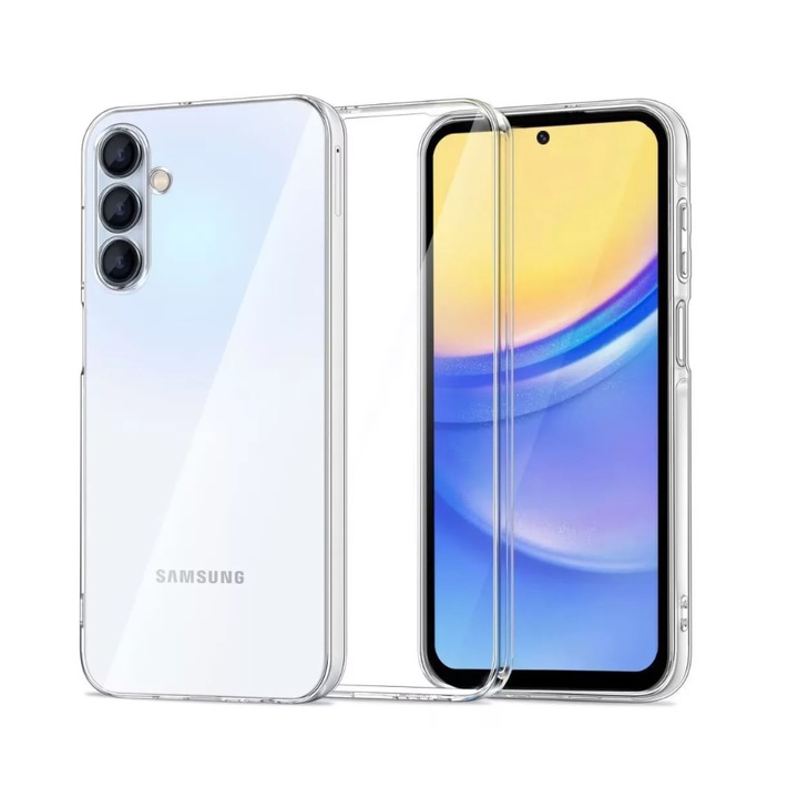 Husa protectie Mat-Tech compatibila cu Samsung Galaxy A55 5G, Anti-soc, 2MM, Protectie Camera, Decupaje Precise, Rezistenta la impact, Margini ridicate pentru protectia ecranului, Transparenta
