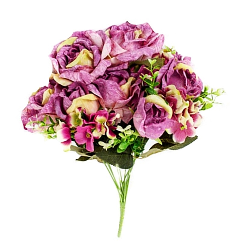 Buchet trandafiri artificiali mov Lime Berenice 45cm