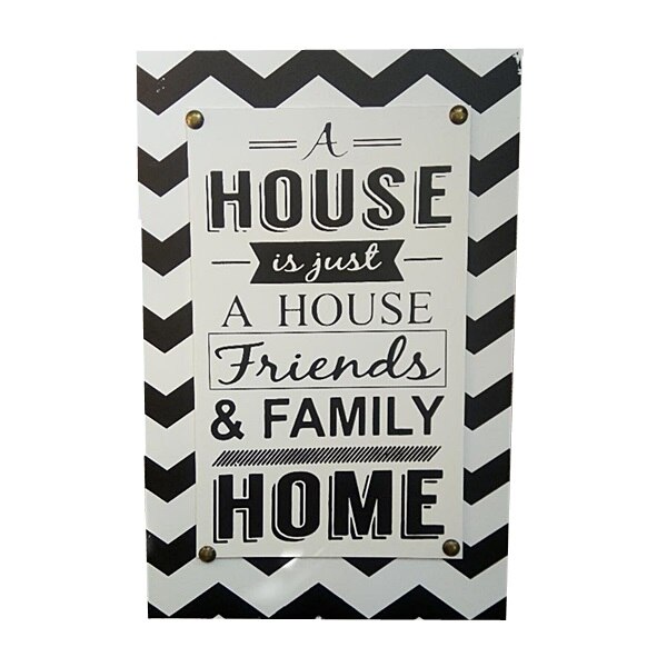 Tablou text “A house is just a house. Friends&Family = Home” vintage 33x50cm