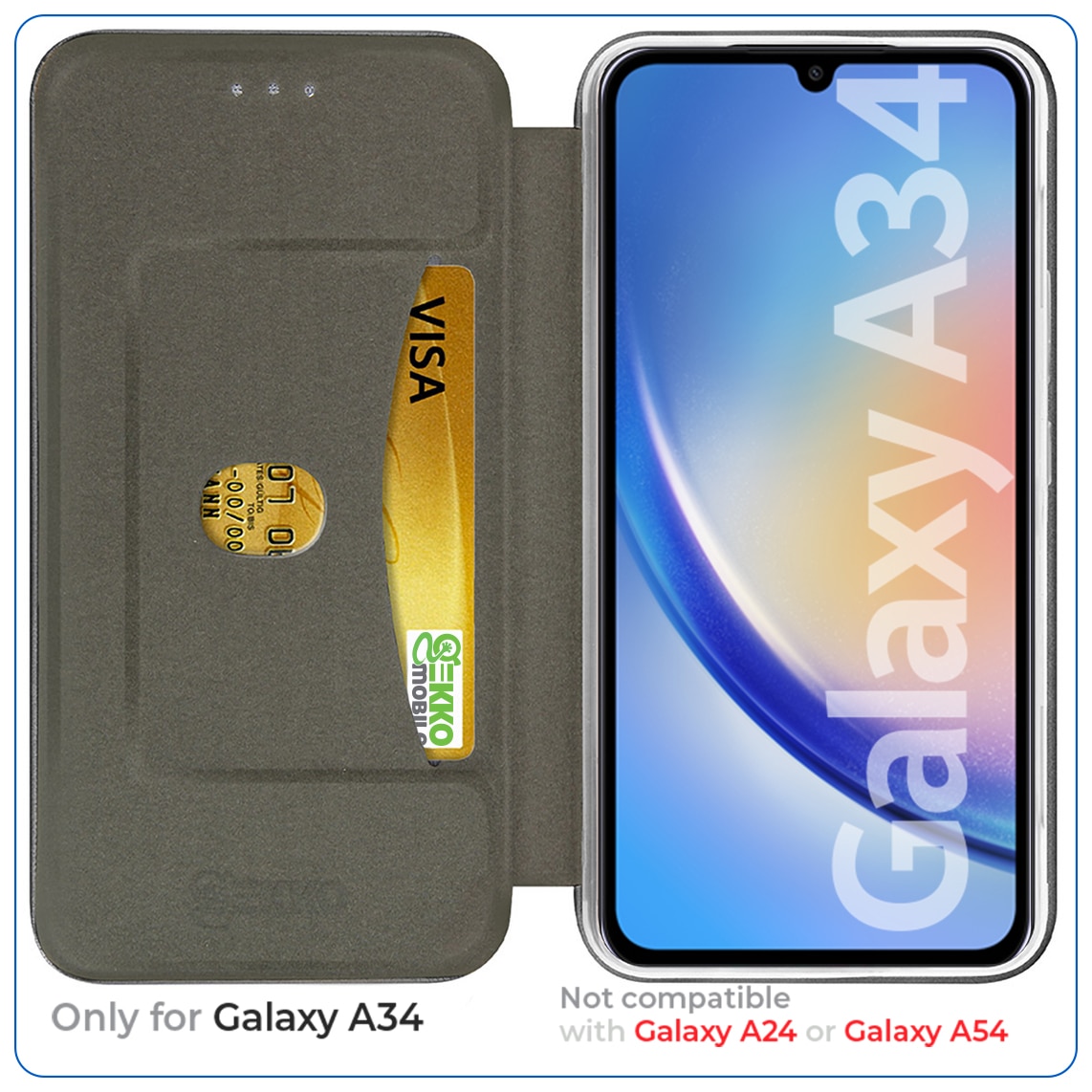 Husa carte pentru Samsung A34, cu Magnet, buzunar Card, Functie Stand, din Piele-Eco, interior Microfibra, 360° Elegance, Neagra