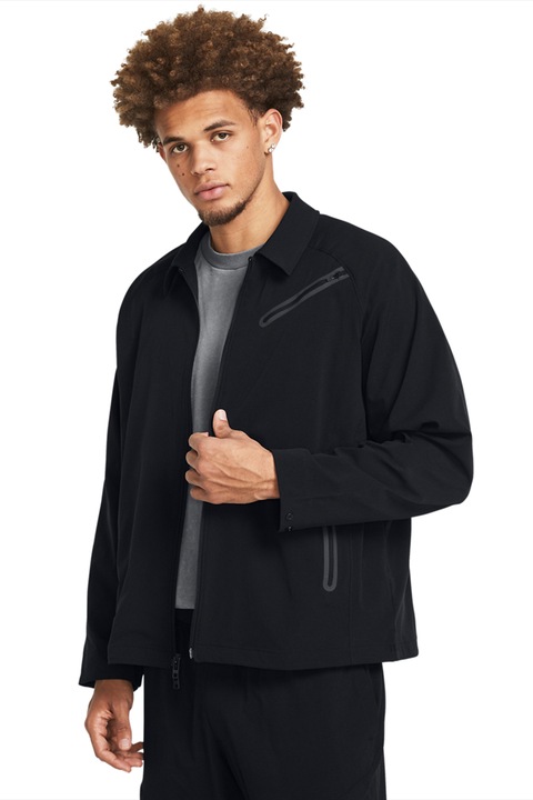 Under Armour, Jacheta cu buzunare cu fermoar, pentru antrenament, Negru