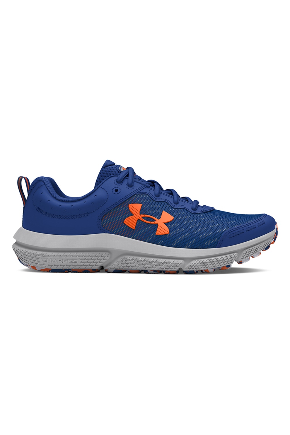 Under Armour, Pantofi Assert 10 cu garnituri de piele, pentru alergare, Gri, Portocaliu, Albastru royal, 38 EU