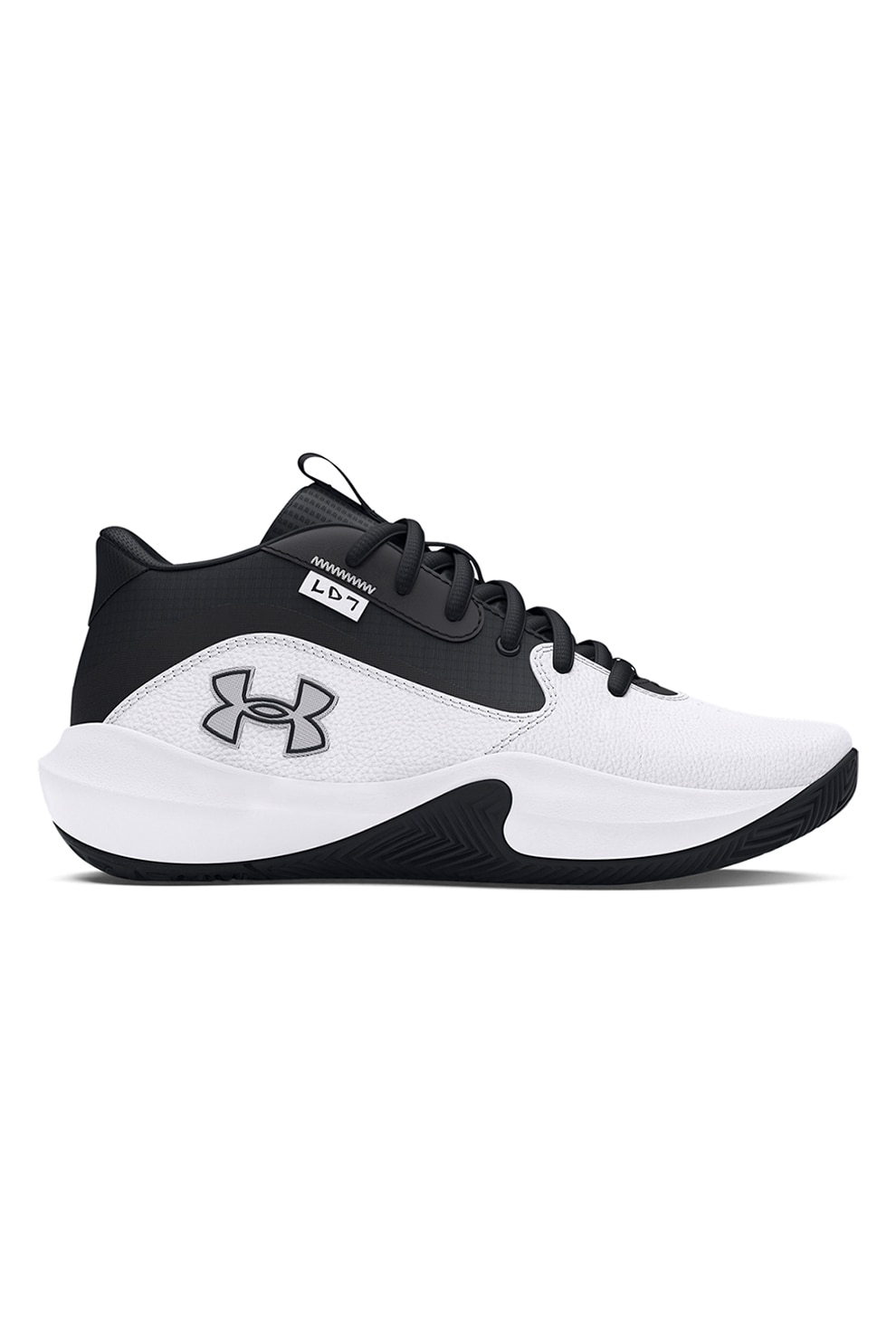 Under Armour, Pantofi pentru baschet Lockdown 7, Negru, Alb optic, 38 EU