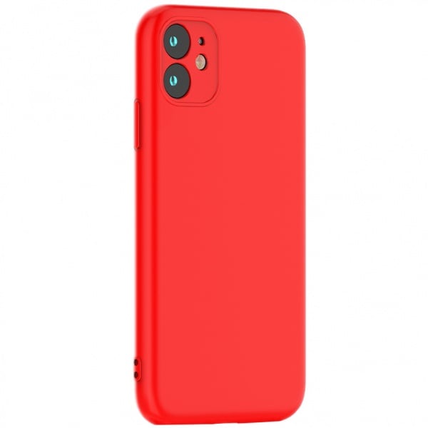Husa spate din silicon compatibila Xiaomi 15 5G, cu interior din piele intoarsa, mat, rosu, silicon