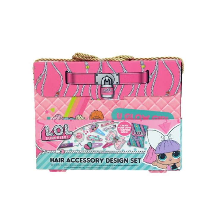 Комплект аксесоари за прическа LOL, 42-0211, с шипове, брокат и мъниста, многоцветен