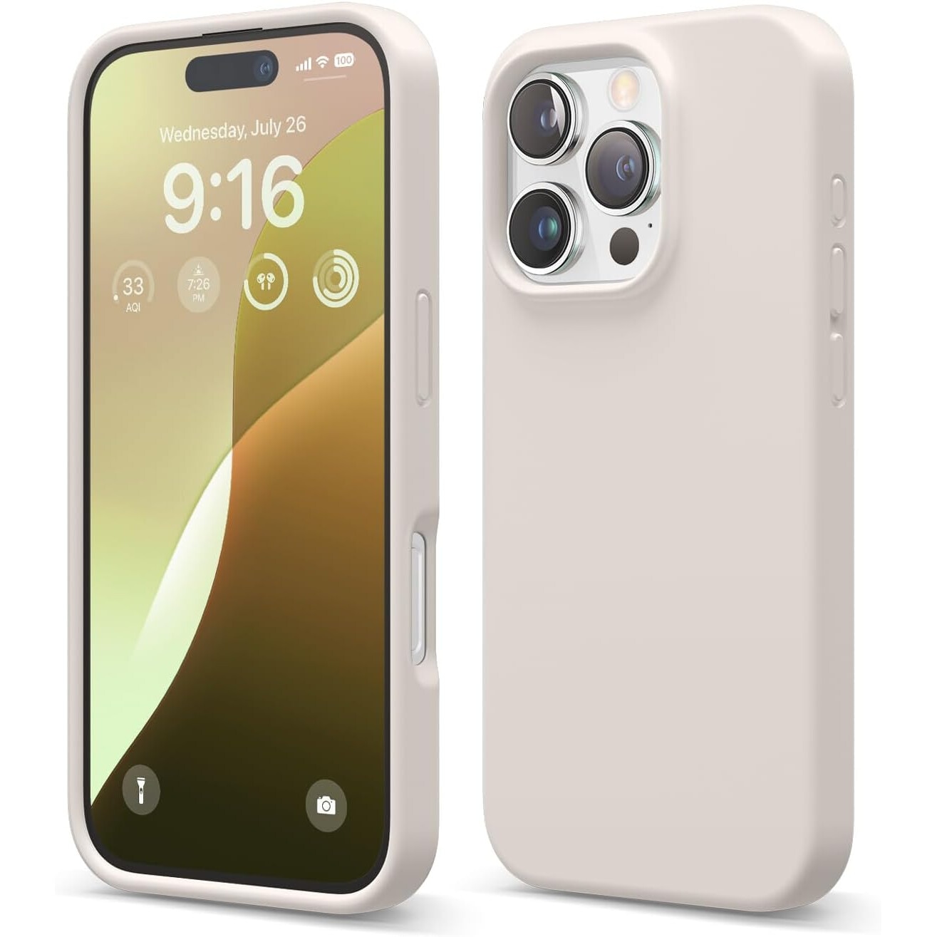 Husa pentru iPhone 16 Pro DaDen®, Ultra Slim, Silicon, Calitate Premium, Interior din microfibra, Roz nisipiu