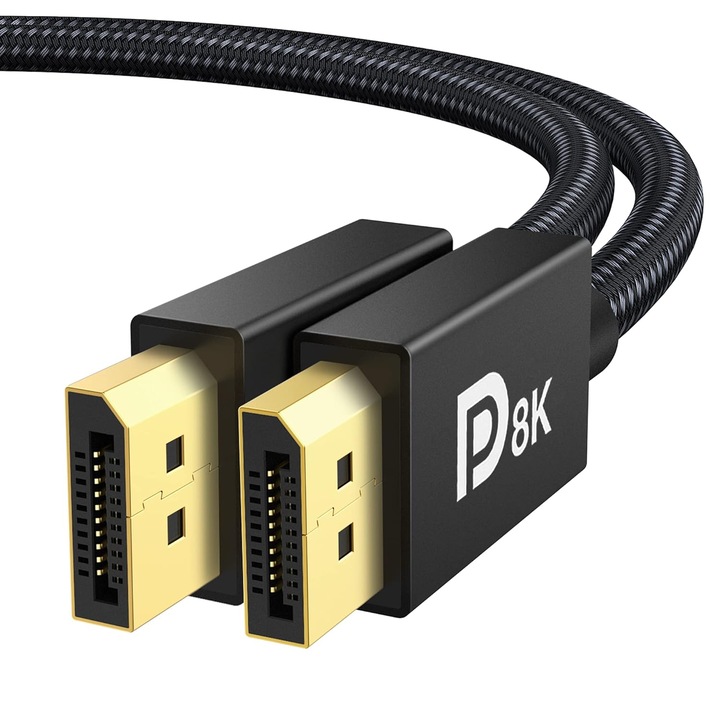 Кабел Displayport Tata към Displayport Tata, Axroad Mall, DP1.4, 8K 60Hz, 4K 144Hz, 2K 240Hz, HBR3 Support 32.4Gbps, Plug and play, За монитор за игри, PC, 3m, Черен