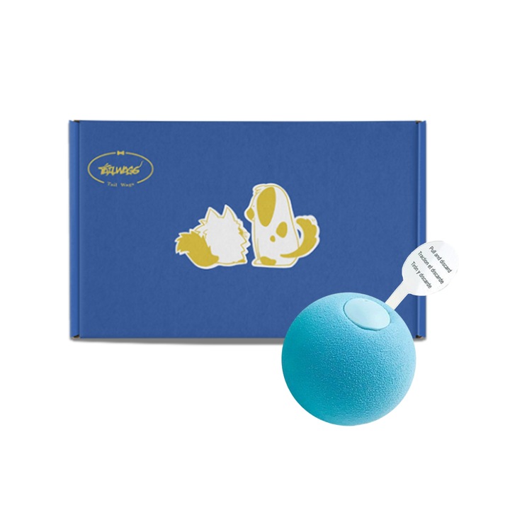 Jucarie interactiva pentru pisici cu sunet Tail Wags, jucaria cu bile albastra va scoate automat sunete de broasca. Potrivit pentru pisicile de interior sa se joace singure fara sa se plictiseasca