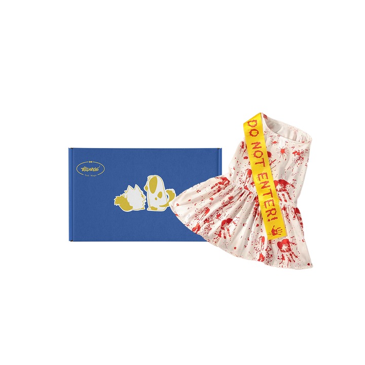 Costum de caine de Halloween Tail Wags, costum pentru sange fals, sigur si distractiv, aspectul hainelor cu sange, materiale sigure si ecologice - L