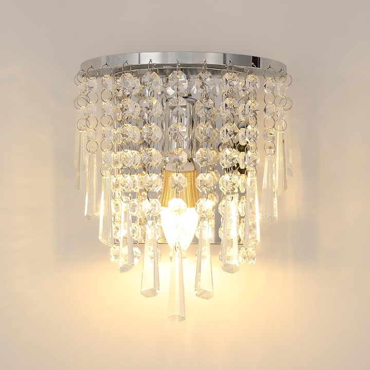 Кристална лампа, Toollight, Chrome, 22×18см, E14 без крушка, класическо интериорно осветление
