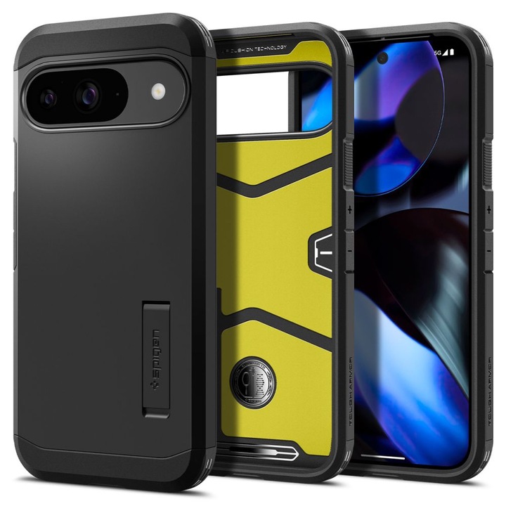 Кейс за Google Pixel 9/ 9 Pro, ru Google Pixel 9/ 9 Pro - Spigen Tough Armor, O94, Полиуретан, Черен