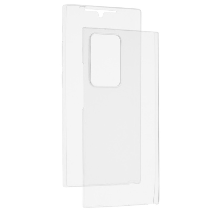 Samsung Galaxy Note 20 Ultra, 360 fokos, szilikon, átlátszó, atlaszsal kompatibilis tok