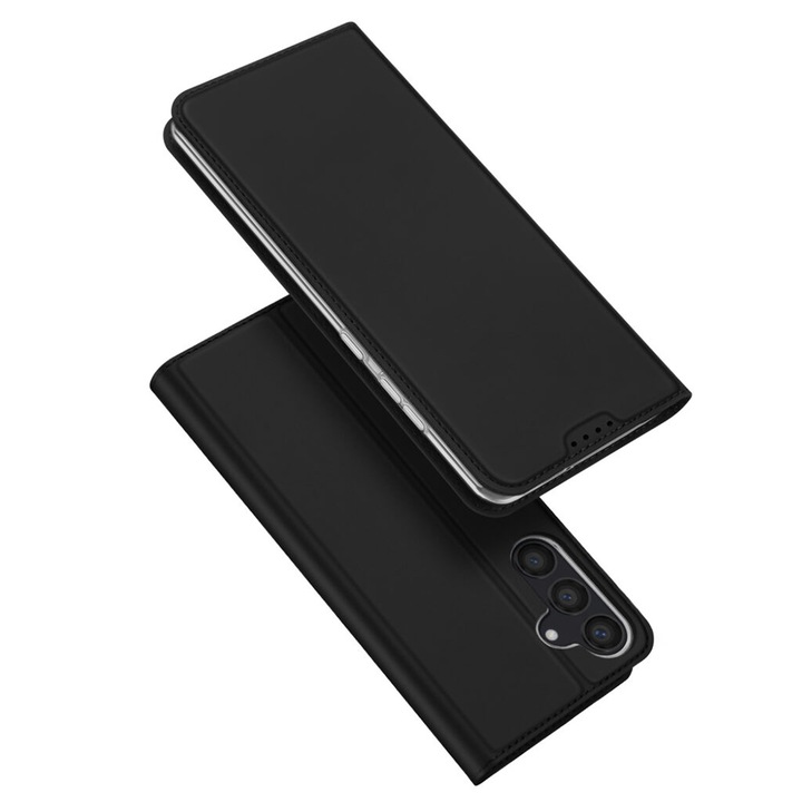 Кейс съвместим с Samsung Galaxy S24, ru Samsung Galaxy S24 - Dux Ducis Skin Pro, K53, Екологична кожа, Pitch Black