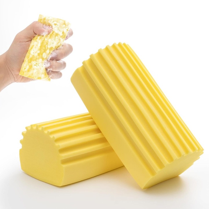 Bureti de curatare umeda, set de 2, pentru jaluzele, sticla, pervazuri, galben