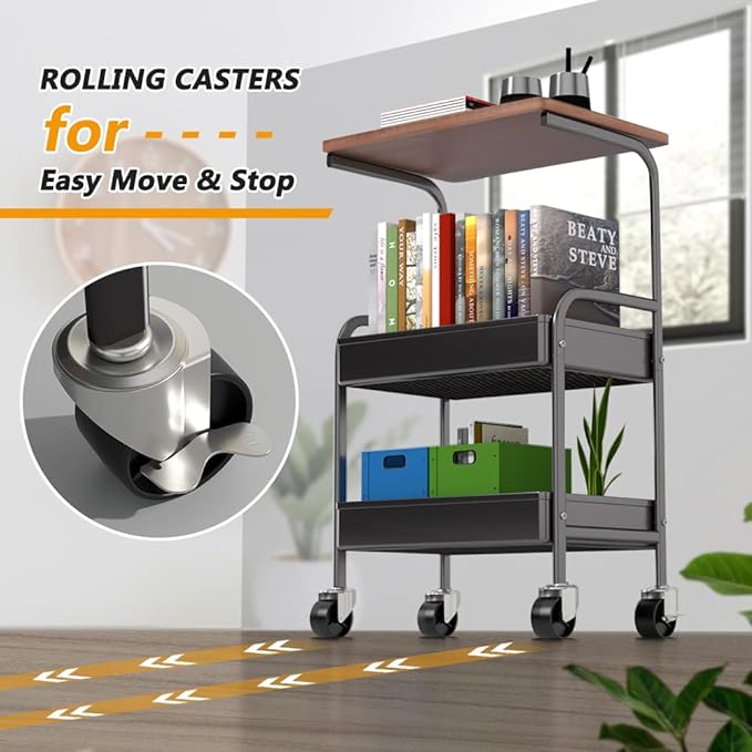 Raft Universal Depozitare, cu Roti si Masa de Lucru, 43 x 30 x 77cm ...