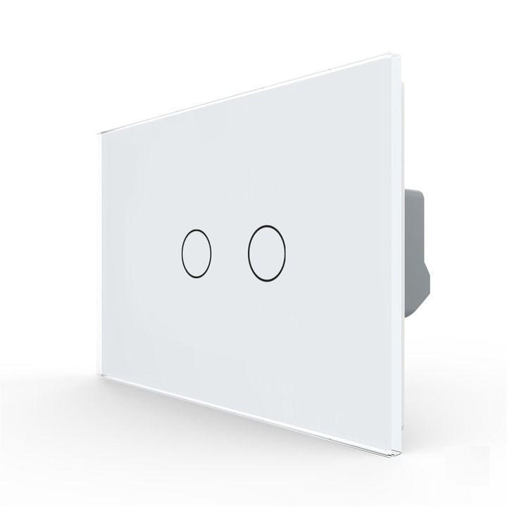 Intrerupator Dublu cu Touch din Sticla LIVOLO – Standard Italian, Alb