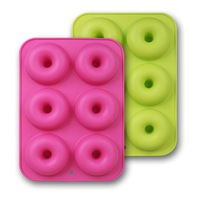 Set 2 forme pentru gogosi, SINBINTA, Silicon de calitate alimentara, Usor de curatat, BPA si sigur pentru masina de spalat vase, Pentru Ciocolata sau Prajituri, Matrita decorare sau Cuburi de Gheata, Roz/Verde