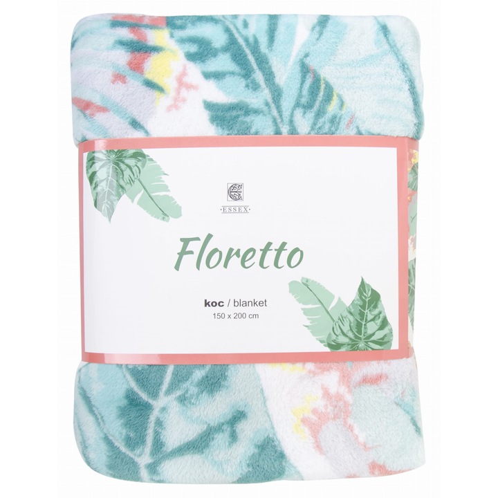 Patura Floretto, 150x200cm, model floral, pastelat, microfibra, multicolor