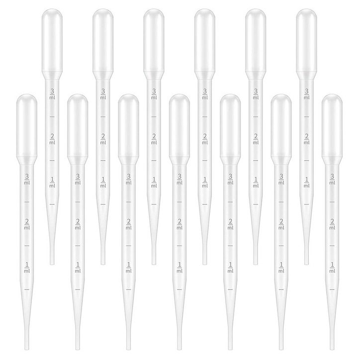 Комплект от 100 пастьорови пипети 3 ml, пластмасови, прозрачни, 5,9 инча