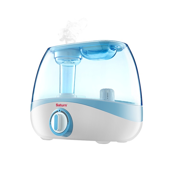 Овлажнител за въздух Saturn ST-AH2119, 25W, 5L, Изпарение на вода: 370 ml/h, Площ на овлажняване: 35 m², Регулируем овлажнител, Изключване, когато нивото на водата е твърде ниско, Филтър