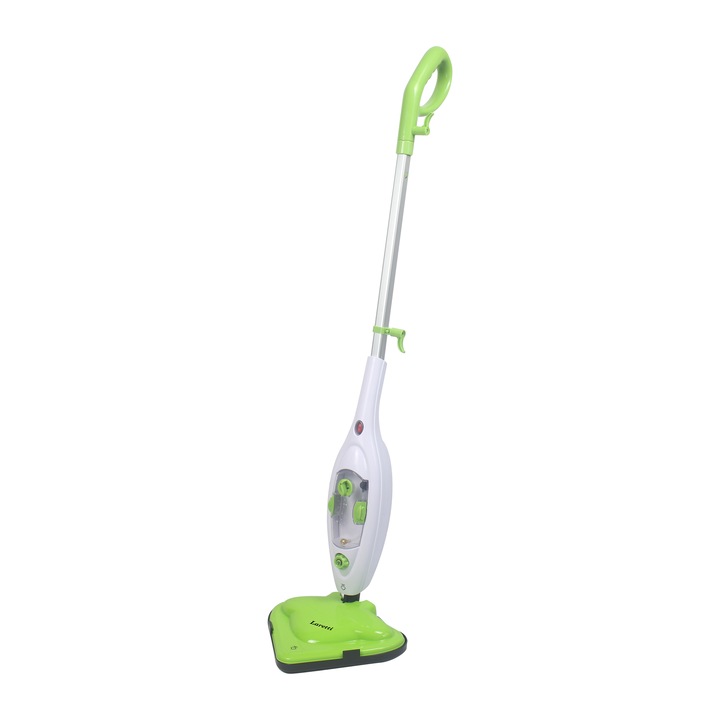 Mop cu aburi Laretti LR-SC4553, 1300W, 300ml, 5m, Accesorii: 1 pahar de masurare, 2 perie rotunda, 1 duza unghiulara, 1 perie lunga, 1 duza pentru galeata, 1 duza cu jet, 1 perie pentru ferestre si tapiterie, 1 carpa de curatat, 1 duza pentru covoare