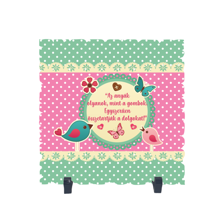 Placheta gift shop cu picioruse si mesaj az anyak olzanok, model 1, material lemn cu print uv, dimensiuni 198x198 milimetri