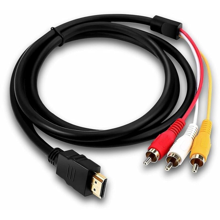 HDMI-RCA kábel, 1,5 m, HD lejátszó AV TV-hez való csatlakoztatásához, többszínű