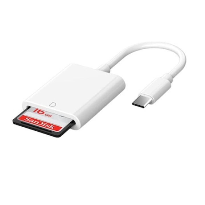 Cititor de carduri SD USB C BGHYHYHI, transfer rapid, plug and play, alb