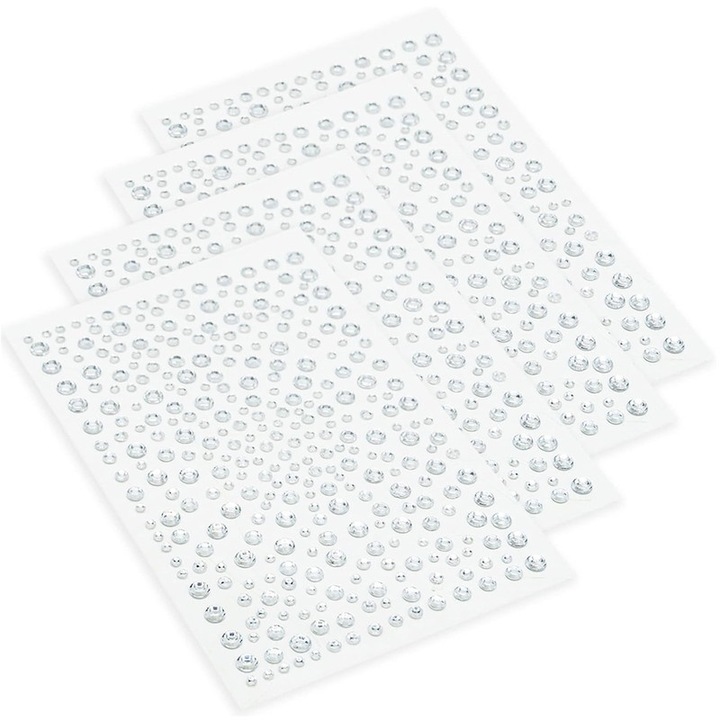 Set 4 Foi Stickere Rhinestones Autoadezive, 3x4x5x6mm, pentru Artizanat, Decorare Fata, Unghii, Haine, Pantofi