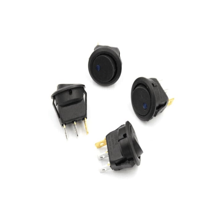 Set 10 comutatoare rotunde 12V, Enforose, 5 culori, 3 pozitii, cu LED, pentru masina, barca, aparate electrocasnice